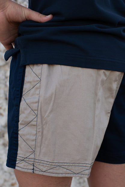 Andy (Mens) Harlequin Drill Short (Clay | Navy)