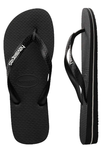 Havaianas (Mens) Rubber Logo Thongs (Black | Glacial White)