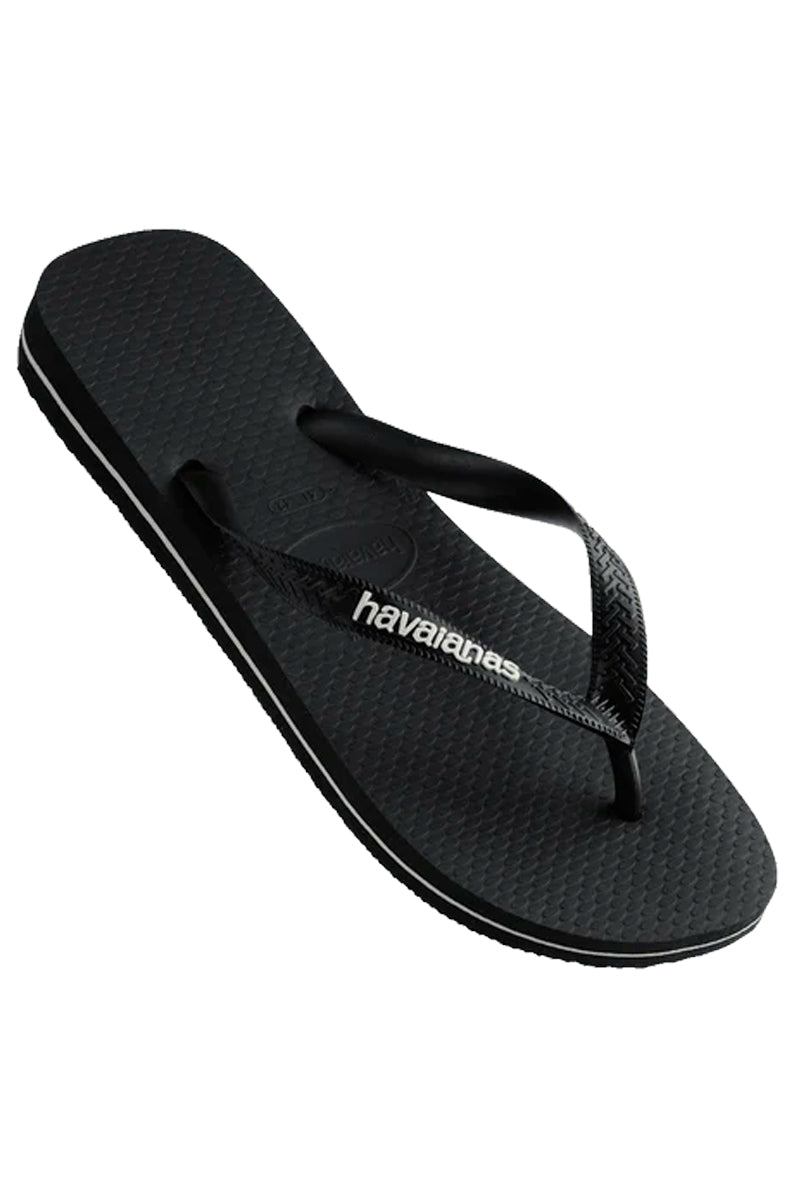 Havaianas (Mens) Rubber Logo Thongs (Black | Glacial White)