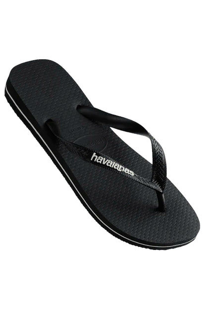 Havaianas (Mens) Rubber Logo Thongs (Black | Glacial White)