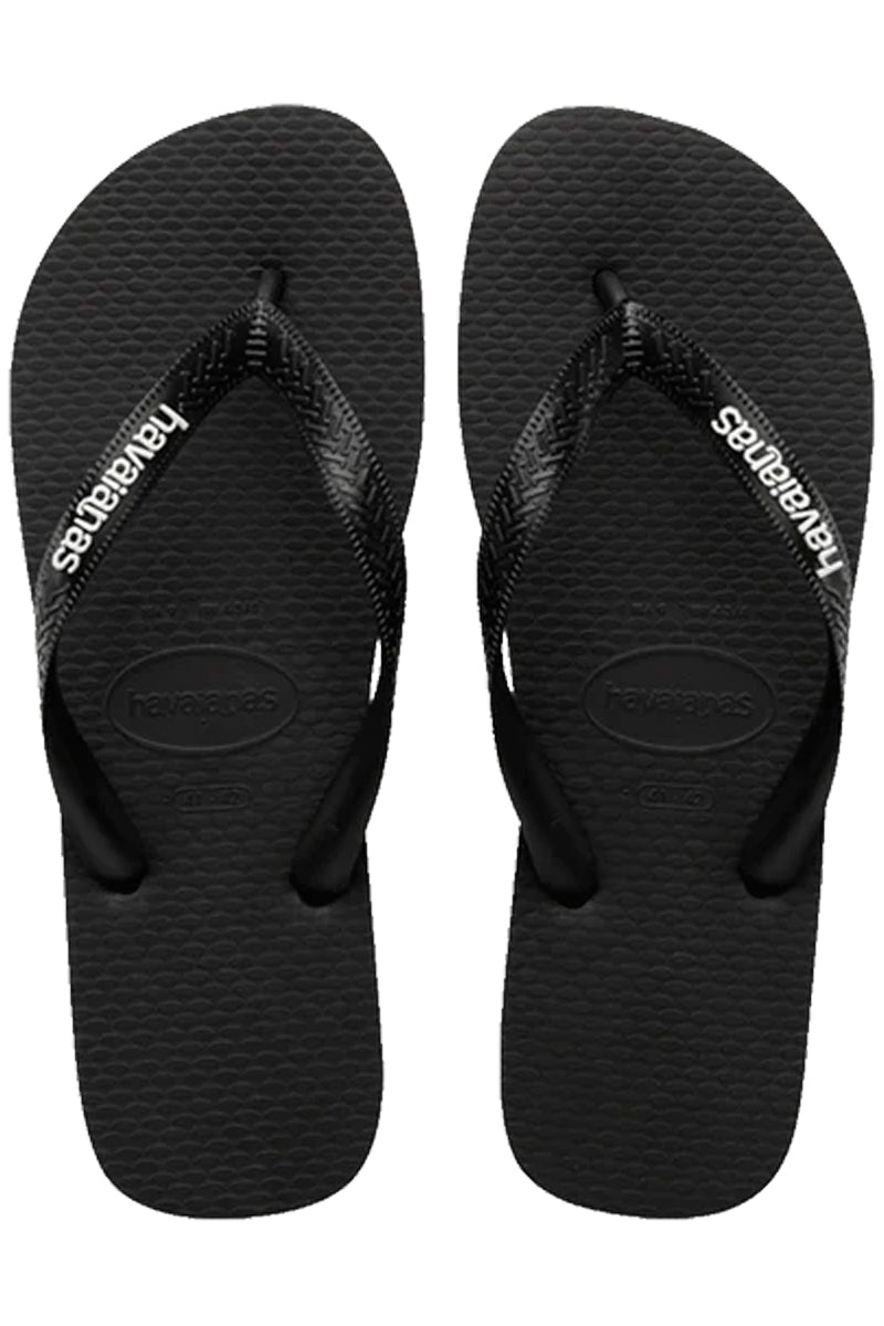 Havaianas (Mens) Rubber Logo Thongs (Black | Glacial White)
