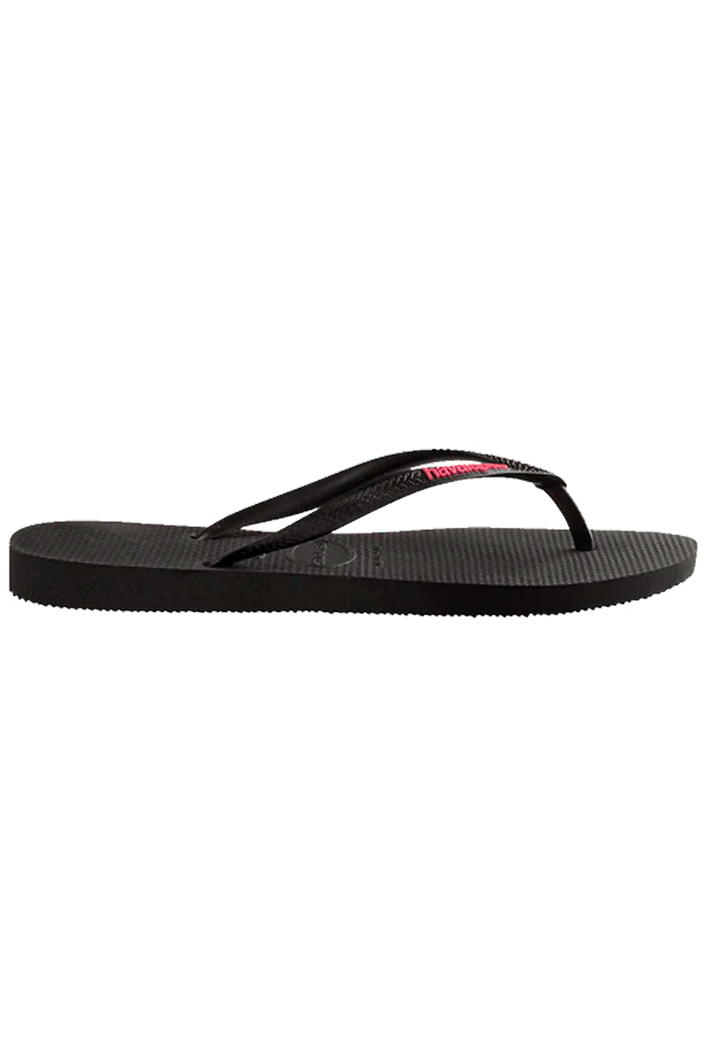 Havaianas (Womens) Slim Logo (Black | Neon Pink)