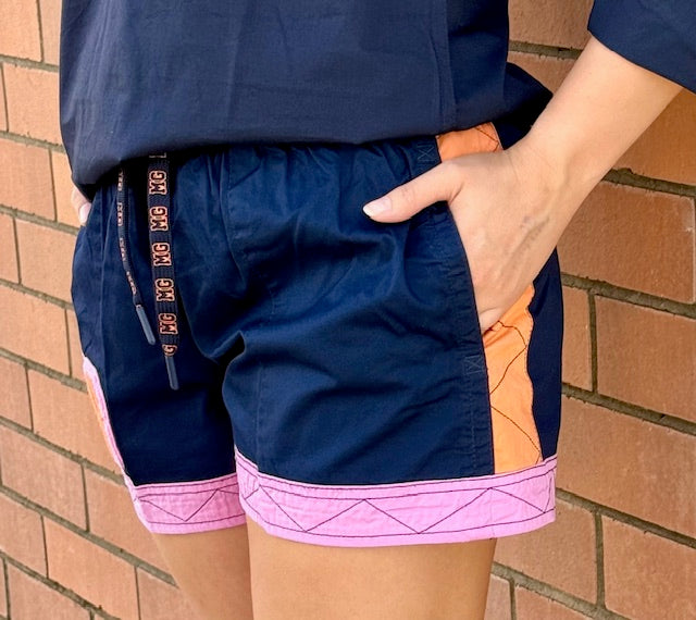 MaryG - Old School French Navy | Peach | Lily Panel Short
