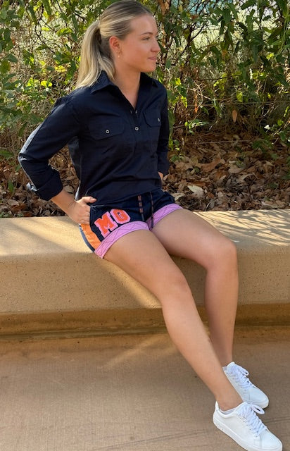 MaryG - Old School French Navy | Peach | Lily Panel Short