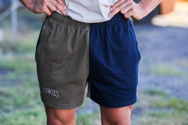 Crowies (Mens) 2.0 Jersey Harlequin shorts - French Navy - Beige - Khaki