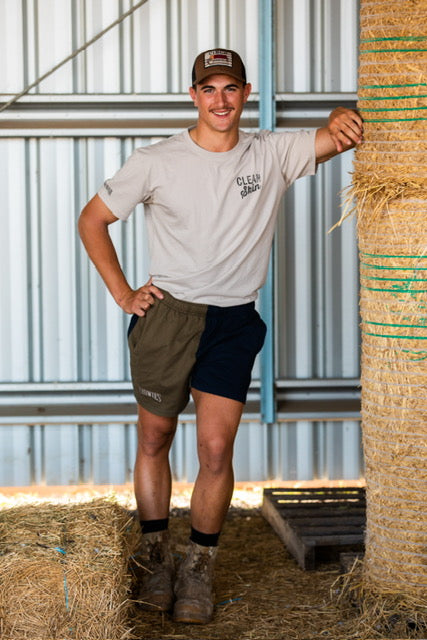 Crowies (Mens) 2.0 Jersey Harlequin shorts - French Navy - Beige - Khaki