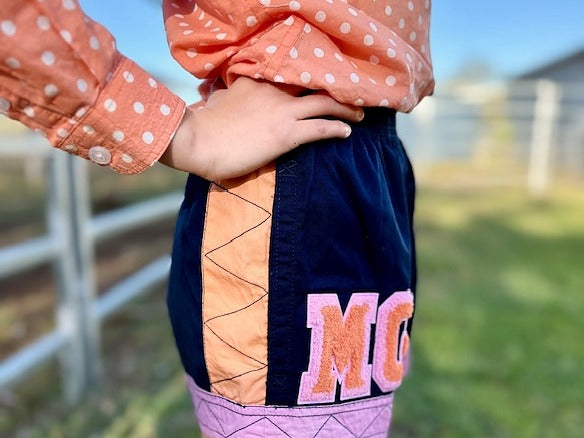 MaryG - (Youth) - Old School French Navy | Peach | Lily Panel Short