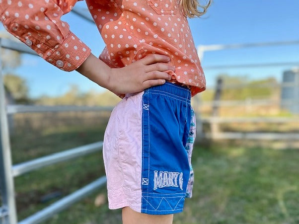 MaryG - Youth - Australian Cotton Old School Harlequin Cobalt Blue | Happy Days | Spearmint | Pale Pink Short
