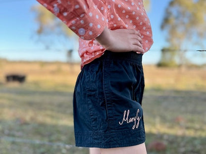 MaryG - (Youth) - Old School Short Black | Rose Gold Metallic Embroidery