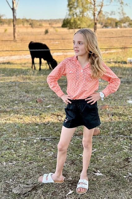 MaryG - (Youth) - Old School Short Black | Rose Gold Metallic Embroidery