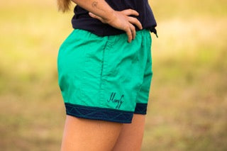 Mary G Old School Kelly Green - French Navy Panel short