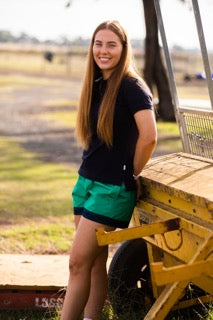 Mary G Old School Kelly Green - French Navy Panel short