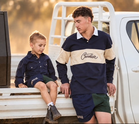 Pauly Youth Harlequin Short French Navy | Heritage Green Short CBPHFNHG