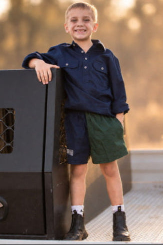 Pauly Youth Harlequin Short French Navy | Heritage Green Short CBPHFNHG