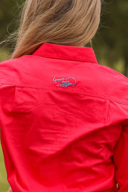 MaryG - Grown Here (Womens) Long Sleeve Shirt (Raspberry)