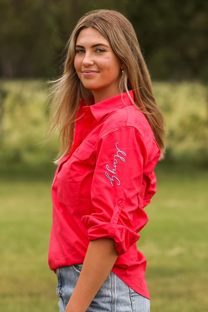 MaryG - Grown Here (Womens) Long Sleeve Shirt (Raspberry)