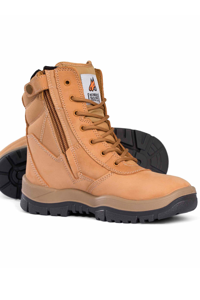 Mongrel (Mens) 251 - High Leg Zipsider Steel Toe Boot (Wheat) - 5% Off - Chainsaw Mates Rates