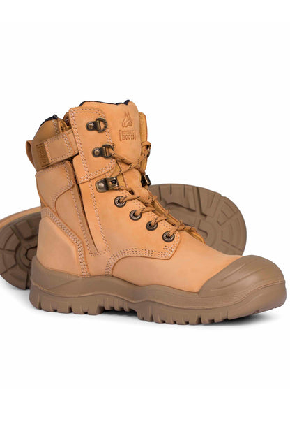 Mongrel (Mens) 561 - High Leg Zipsider Steel Toe Scuff Cap Boot (Wheat)