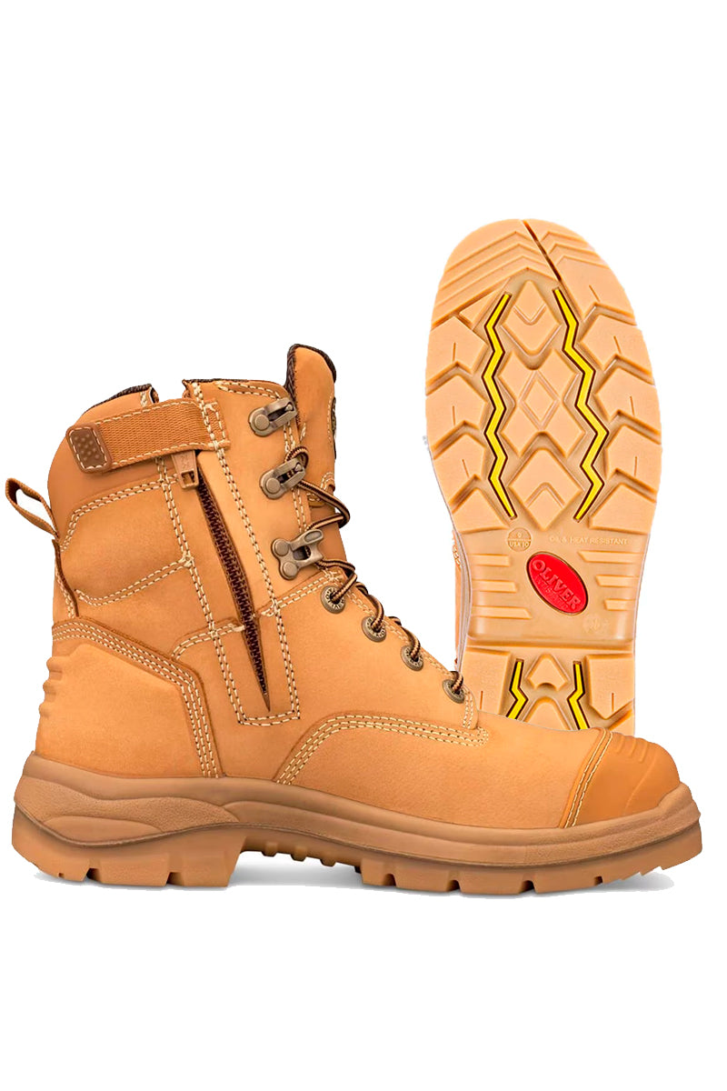 Oliver - 55332Z - 150mm - Lace up & Zip with Bump Cap Work Boot (Wheat)