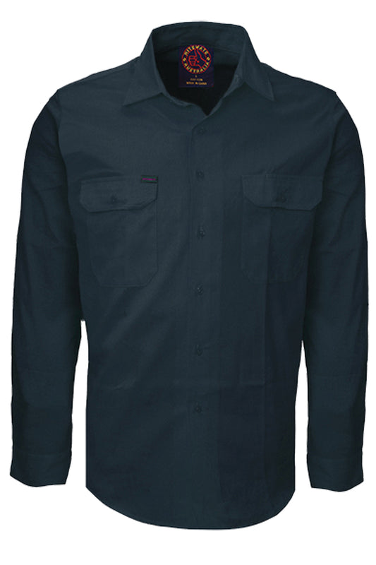 Ritemate (Mens) RM1000 - Open Front Long Sleeve Shirt (Bottle)