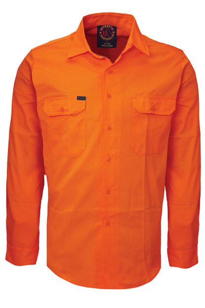 Ritemate (Mens) RM1000 - Open Front Long Sleeve Shirt (Orange)