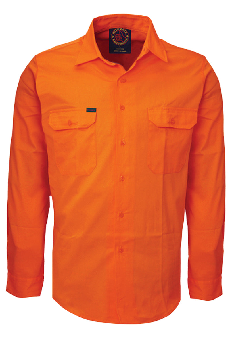 Ritemate (Mens) RM1000 - Closed Front Long Sleeve Shirt (Orange)