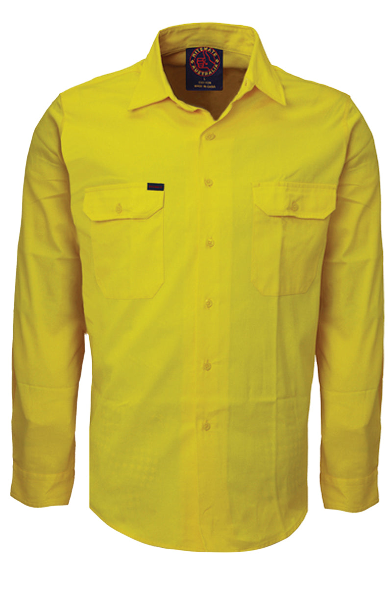 Ritemate (Mens) RM1000 - Open Front Long Sleeve Shirt (Yellow)