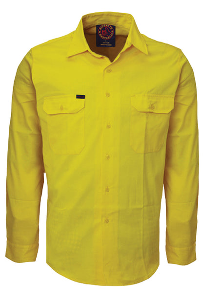 Ritemate (Mens) RM1000 - Open Front Long Sleeve Shirt (Yellow)