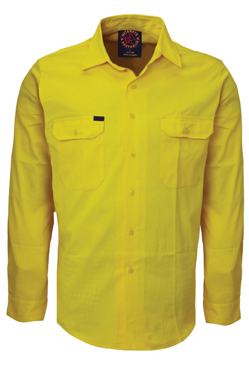 Ritemate (Mens) RM1000 - Closed Front Long Sleeve Shirt (Yellow)