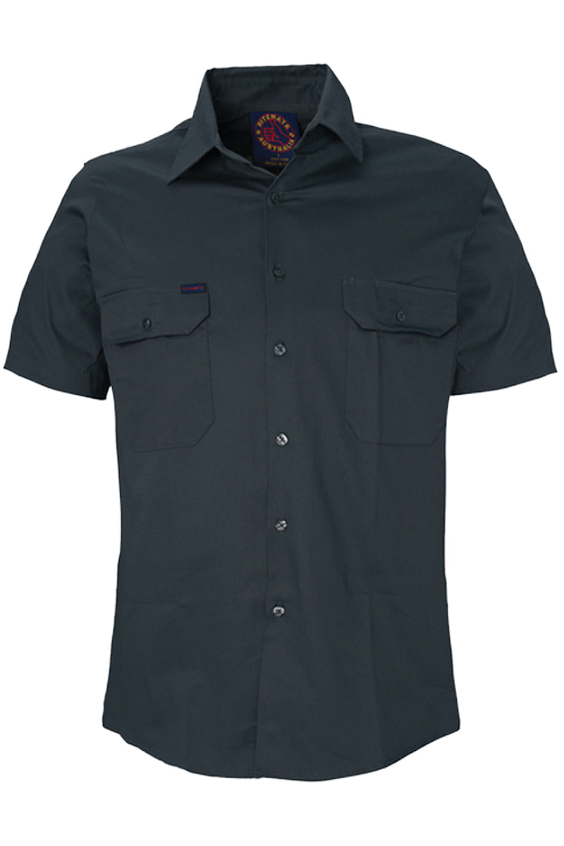 Ritemate (Mens) RM1000S - Open Front Short Sleeve Shirt (Bottle)