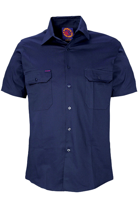 Ritemate (Mens) RM1000S - Open Front Short Sleeve Shirt (Navy)