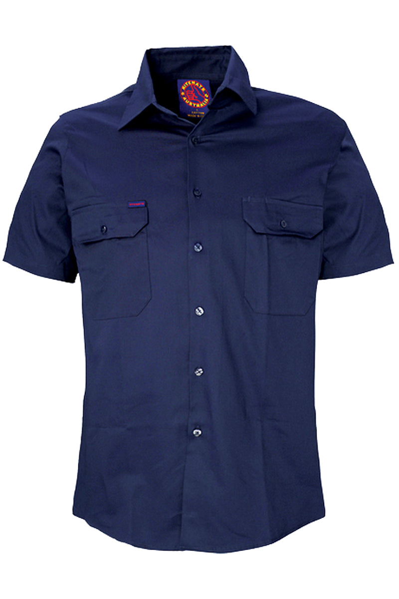 Ritemate (Mens) RM1000S - Closed Front Short Sleeve Shirt (Navy) - 5% Off - Chainsaw Mates Rates