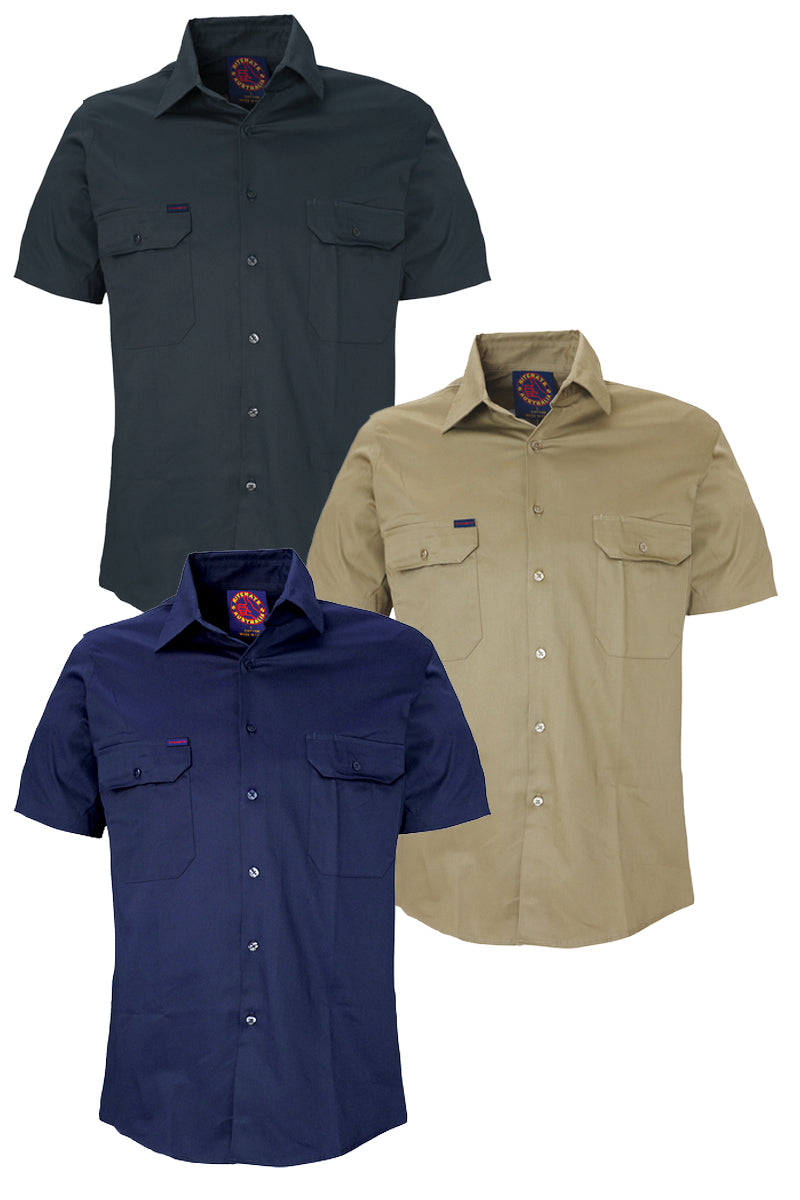 Ritemate (Mens) RM1000S - Closed Front Short Sleeve Shirt (Khaki) - 5% Off - Chainsaw Mates Rates
