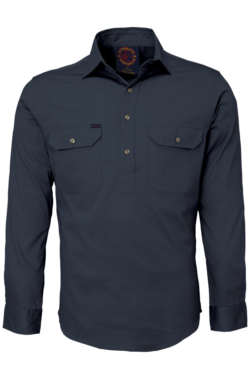 Ritemate (Mens) RM100CF - Closed Front Long Sleeve Shirt (Bottle)
