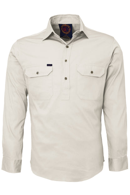 Ritemate (Mens) RM100CF - Closed Front Long Sleeve Shirt (Clay)
