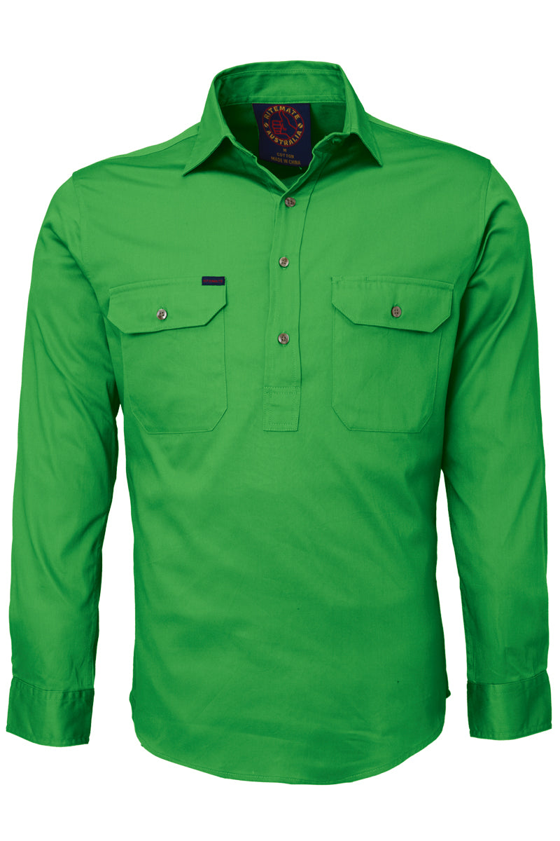 Ritemate (Mens) RM100CF - Closed Front Long Sleeve Shirt (Emerald)