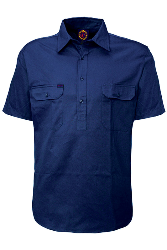 Ritemate (Mens) RM100CFS - Closed Front Short Sleeve Shirt (Navy)
