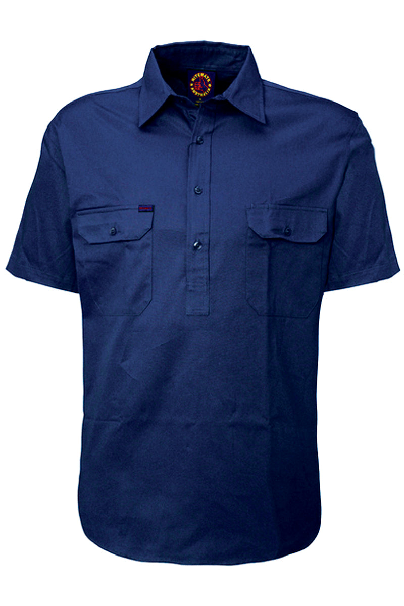 Ritemate (Mens) RM100CFS - Closed Front Short Sleeve Shirt (Navy) - 5% Off - Chainsaw Mates Rates