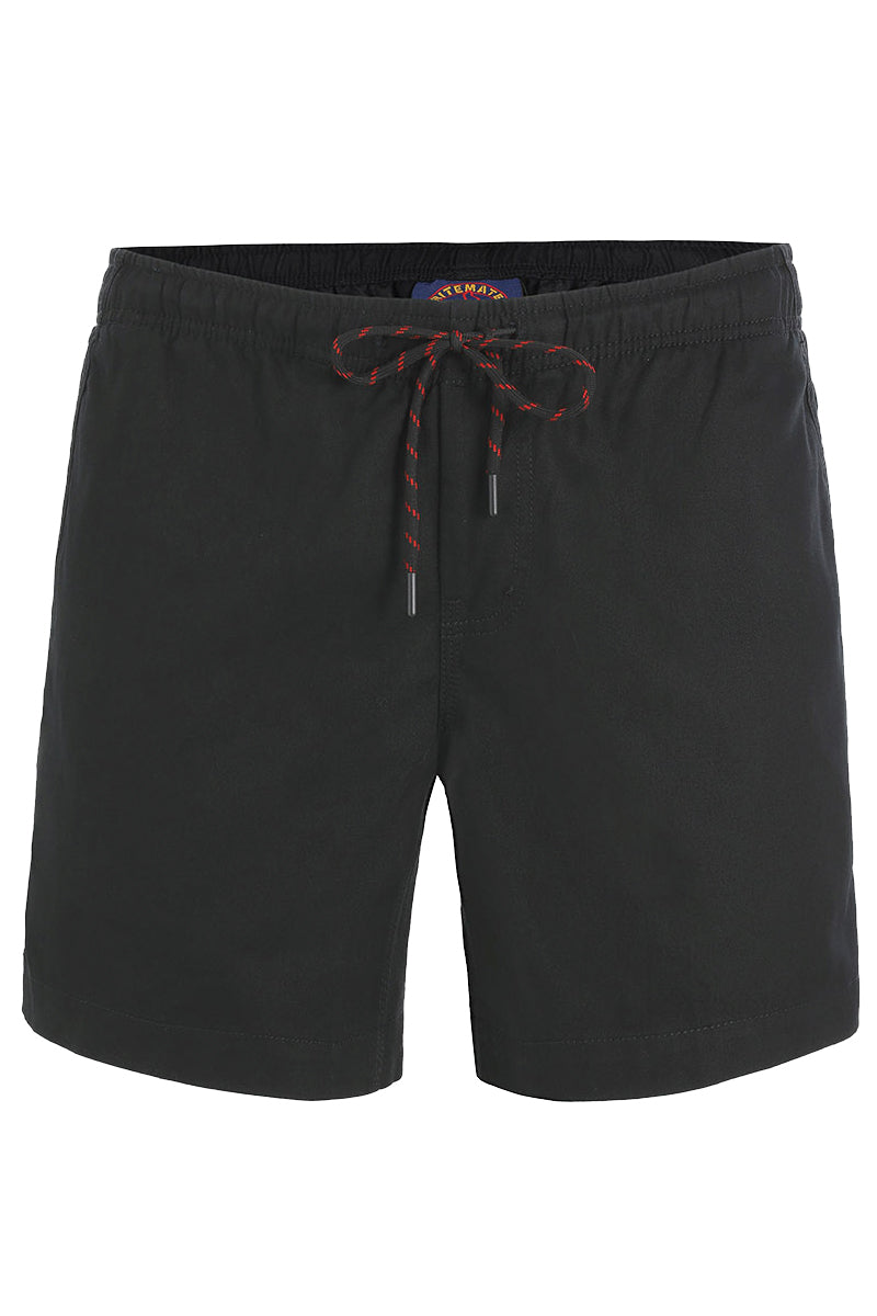 Ritemate (Unisex) RM1010 Light Weight Elastic Waist Utility Shorts (Black)