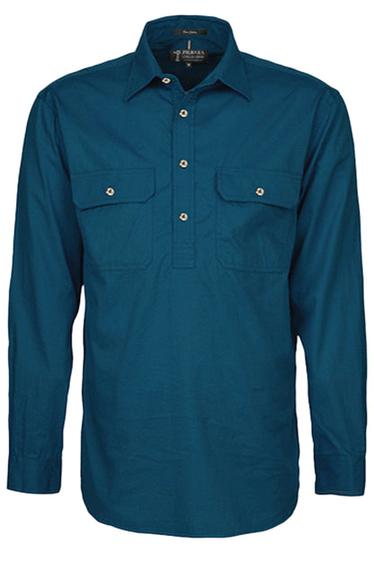 Pilbara (Mens) RM200CF - Closed Front Long Sleeve Shirt (Diesel)