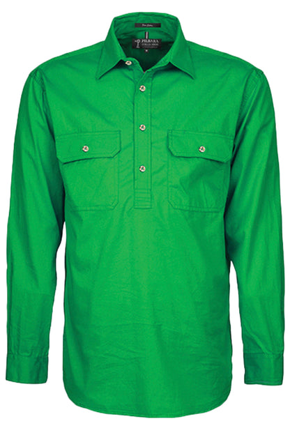 Pilbara (Mens) RM200CF - Closed Front Long Sleeve Shirt (Emerald)