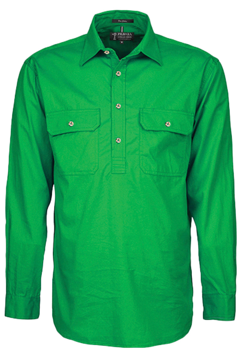 Pilbara (Mens) RM200CF - Closed Front Long Sleeve Shirt (Emerald) - 5% Off - Chainsaw Mates Rates