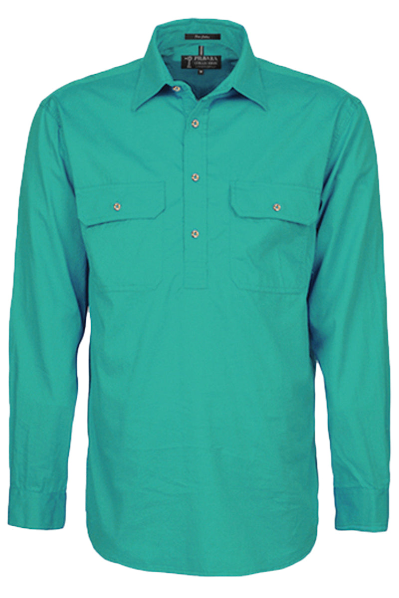 Pilbara (Mens) RM200CF - Closed Front Long Sleeve Shirt (Jade)