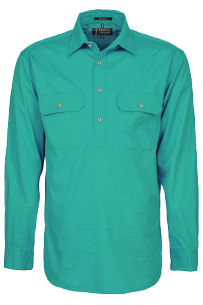 Pilbara (Mens) RM200CF - Closed Front Long Sleeve Shirt (Jade)