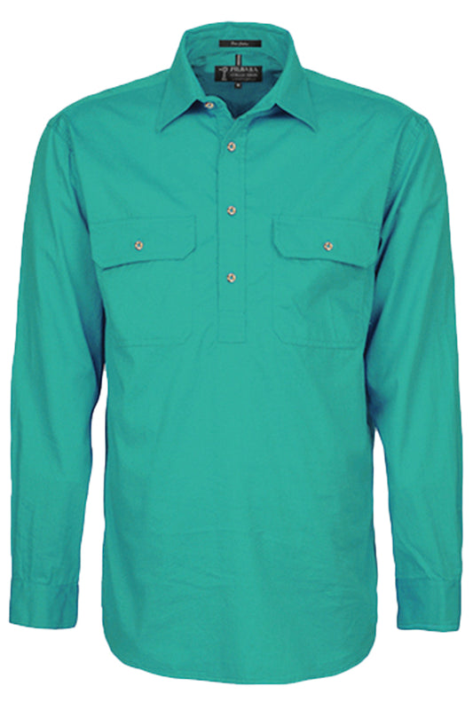 Pilbara (Mens) RM200CF - Closed Front Long Sleeve Shirt (Jade)