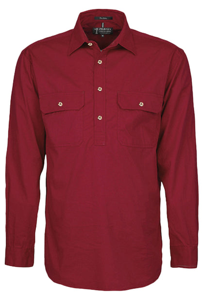 Pilbara (Mens) RM200CF - Closed Front Long Sleeve Shirt (Ochre)