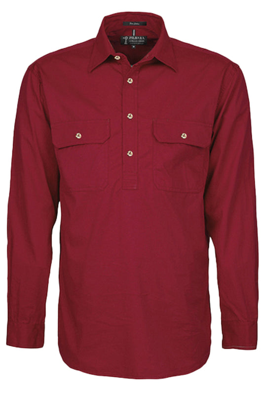 Pilbara (Mens) RM200CF - Closed Front Long Sleeve Shirt (Ochre)