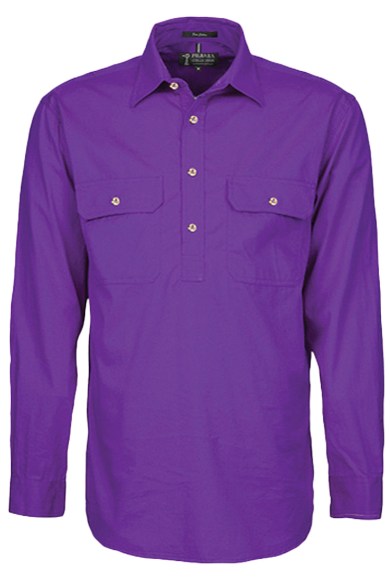 Pilbara (Mens) RM200CF - Closed Front Long Sleeve Shirt (Purple) - 5% Off - Chainsaw Mates Rates