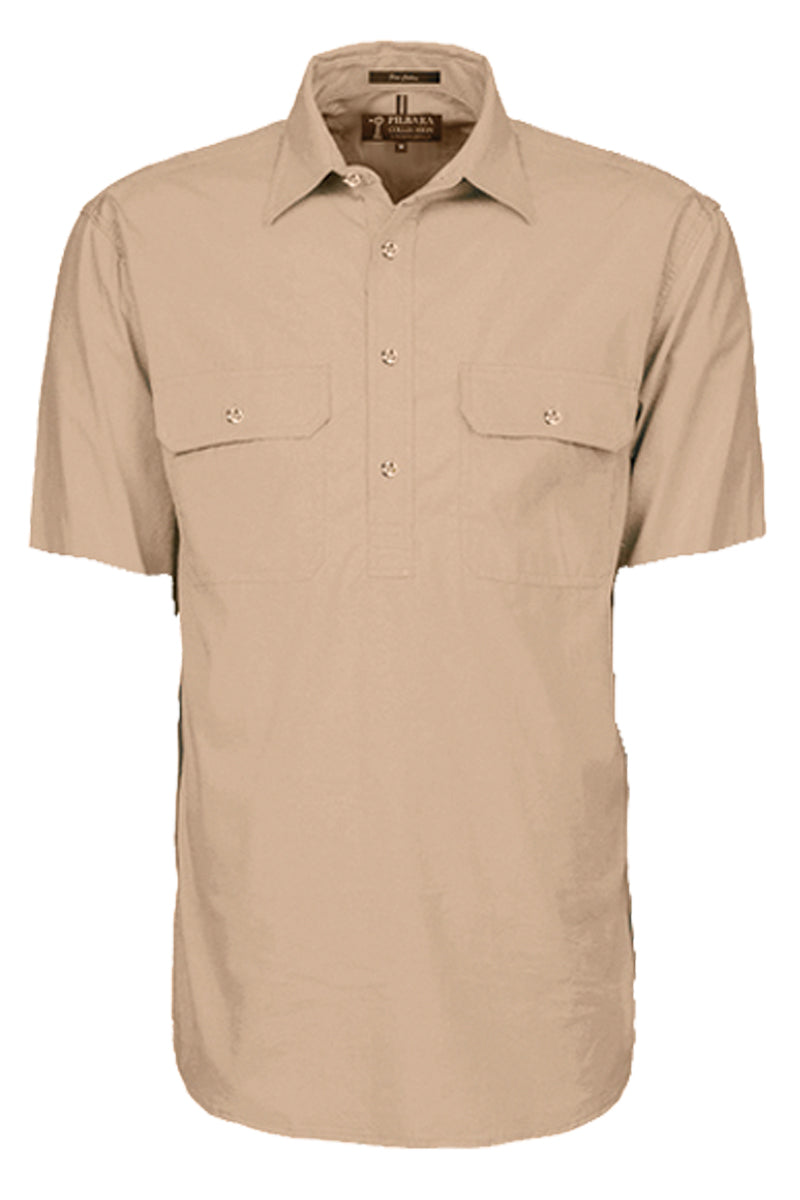 Pilbara (Mens) RM200CFS - Closed Front Short Sleeve Shirt (Clay)
