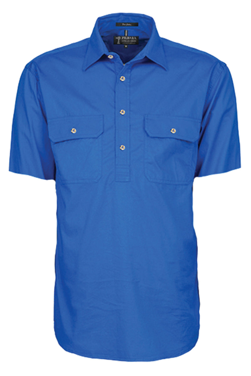 Pilbara (Mens) RM200CFS - Closed Front Short Sleeve Shirt (Cobalt-Blue)